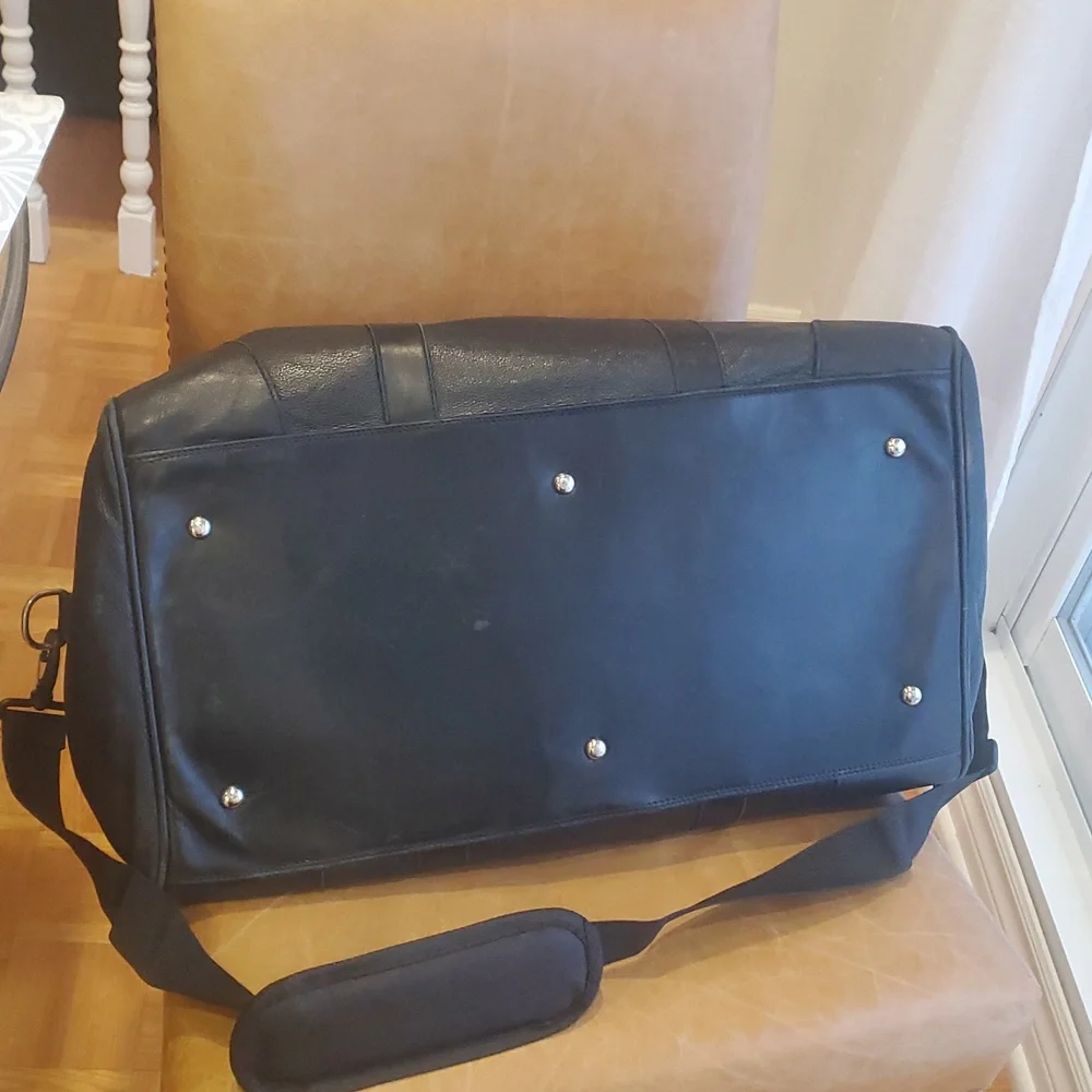 Vintage Roots Canadians Retro Duffel Pebbled Leather Travel Gym Weekender Bag - Picture 10 of 13